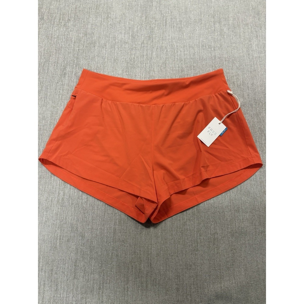 NEW Free Fly Womens XL Bamboo Lined Active Breeze Short 3" Tigerlily Orange NWT